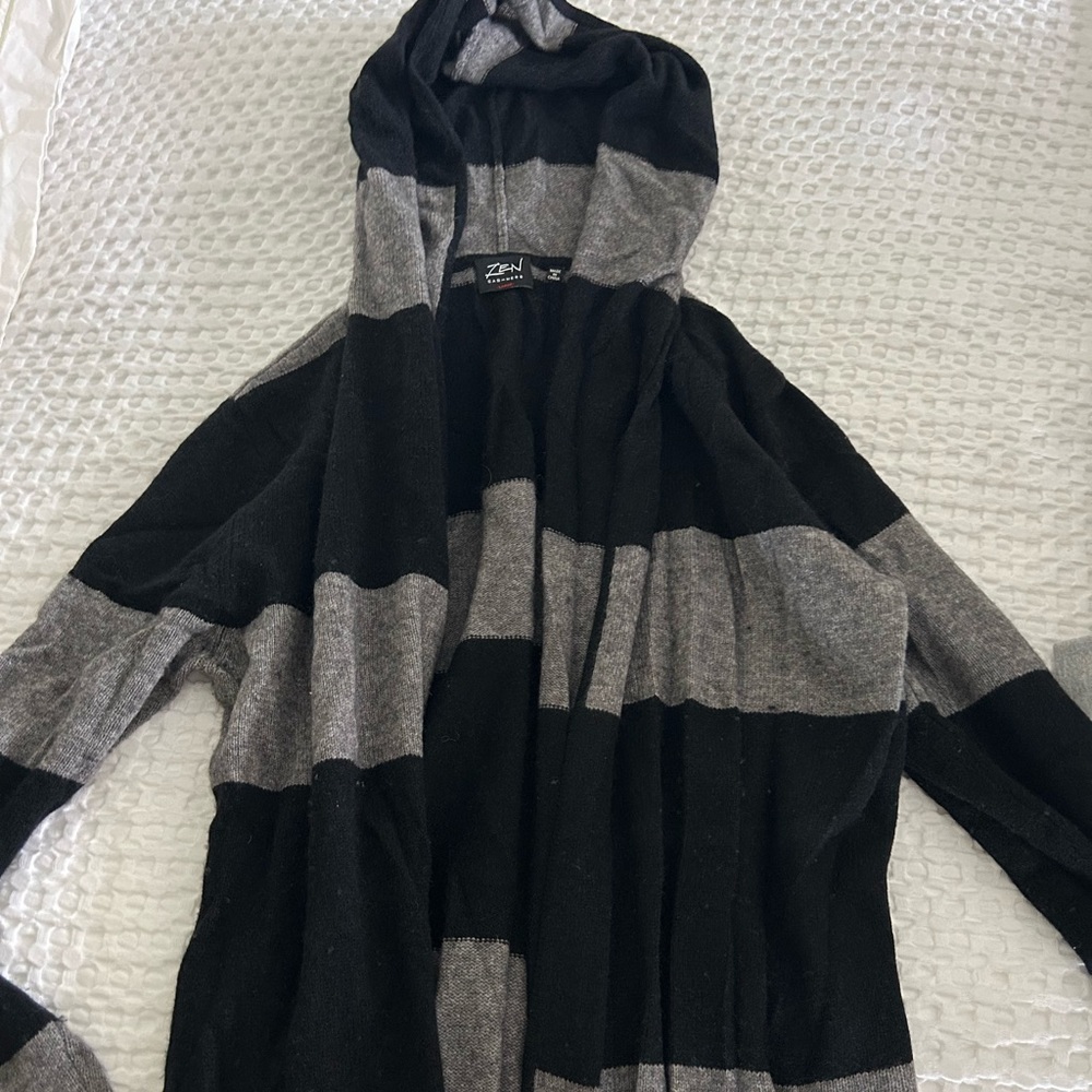 Zen Cashmere Striped Cardigan Sweater